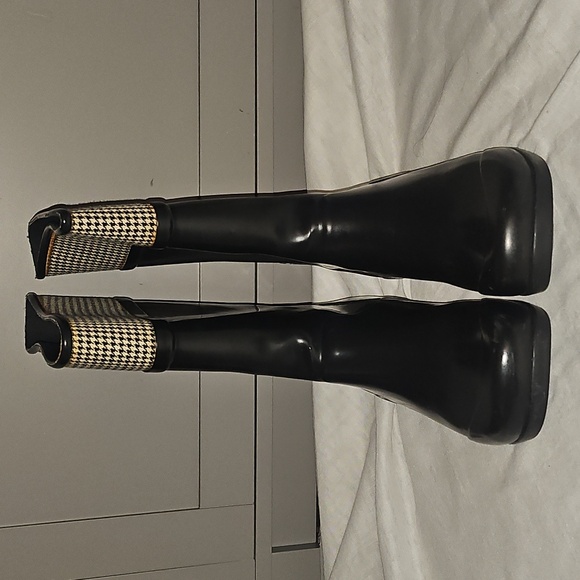 Sperry Topsider Black Houndstooth Pull On Rubber Rain Boot Size 8 - Picture 6 of 12